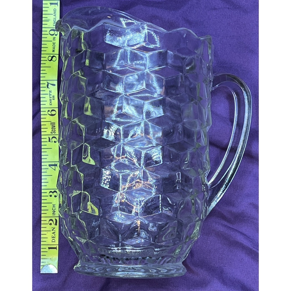 Fostoria Glass AMERICAN Pattern MCM 59oz 7 3/4" Vintage Pitcher Heavy -See Pics